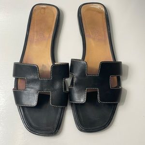 Hermes Oran Sandal Black size 8